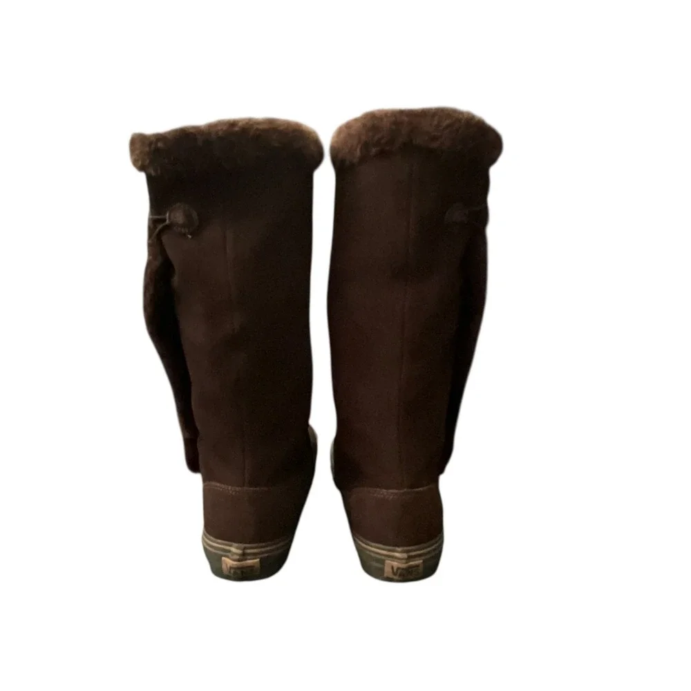 Vans Boots Women Chocolate Brown Phoebe Tall Suede Off The Wall Button SkateBoot